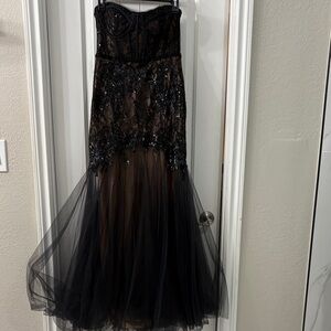 David's Bridal Black Strapless Dress